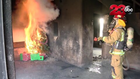 Bakersfield Fire Department Christmas tree fire demonstration