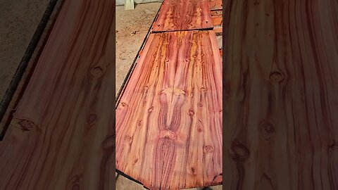 Beautiful Redwood Slabs on the Woodmizer Sawmill #short #shorts #bookmatched #wickedwoodsnwllc #wood