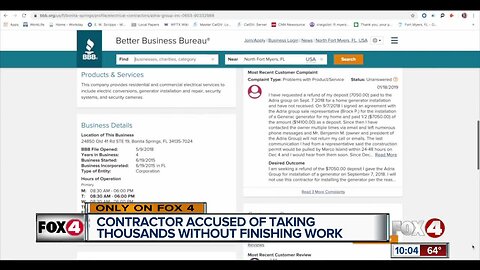 Contractor accused of taking thousands without finishing work on Marco Island