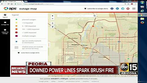 Downed power lines leads to brush fire in Peoria