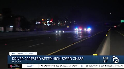 Driver arrested after high-speed chase in El Cajon