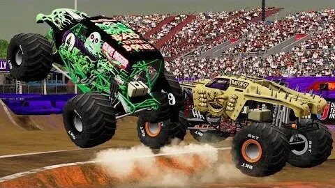 Grave Digger vs Max D Freestyle 16 Truck BeamNG Drive Monster Jam