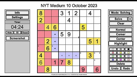 Sudoku 2023 10 10 medium - odd and even parity required