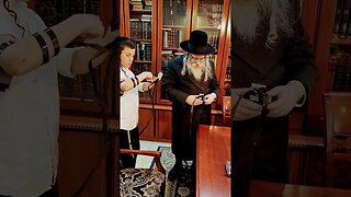 Shmuel Zalman Mordechai Goldsmith Bar Mitzvah - LNeach Tefilin with the Rebbe in Jerusalem - 8!