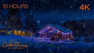WHITE OUT Blizzard at a HOLIDAY CABIN | Howling Wind & Blowing Snow Ambience | Relax | Study | Sleep