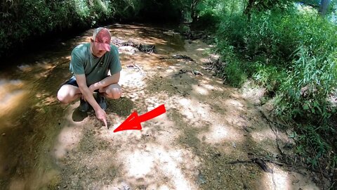 Exploring a creek in a remote area for artifacts / mudlarking