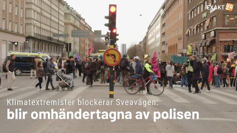 Klimatextremister blockerar Sveavägen i Stockholm