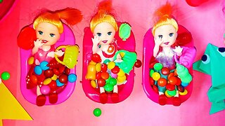 Satisfying Video | Mixing Candy in Bathtub with Rainbow Skittles & Magic Slime Cutting ASMR
