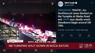 All lanes closed on Florida's Turnpike NB at Glades Rd. after deadly crash
