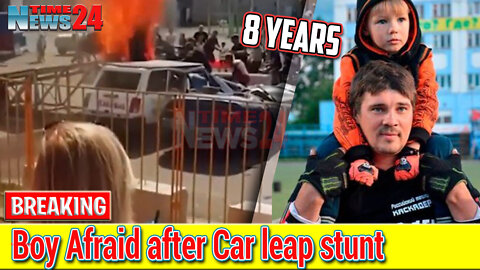 Boy in awful Car leap stunt left shaking with fear after Dramatic Fireball Crash