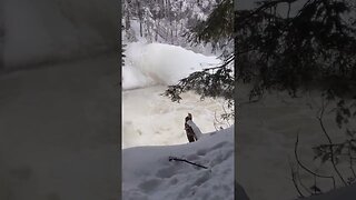 Scenic River with Flowing Water in Snowy Landscape #hiking #nature #canadiannature #hikingadventure