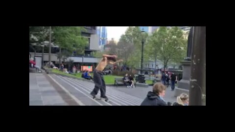 Police Enforcing Socially Distanced Shops for Lease. Skaters pull tricks near CoVid Quarantine Hotel