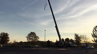 Giant 1,400 pound pumpkin dropped from 140 feet for Smiley Radio Show's annual Pumpkin Drop