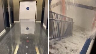 Man films extreme flooding in his apartment complex