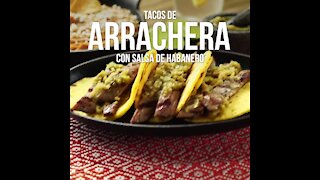 Tacos de Arrachera with Martajada de Habanero Sauce
