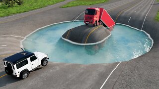 Cars vs Giant Pit Bulge #2 ▶️ BeamNG Drive