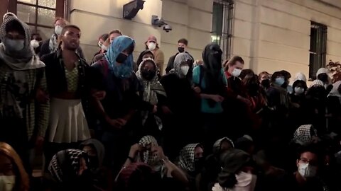 Masked Hamas [ILLEGALS?] Supporters Protestors, Columbia University, NY [Paid illegals involved?] 4.30.24