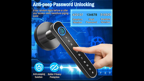 Smart Door Lock,Keyless Entry Door Lock with Handle,Fingerprint Door Lock with Tuya App,Smart Door