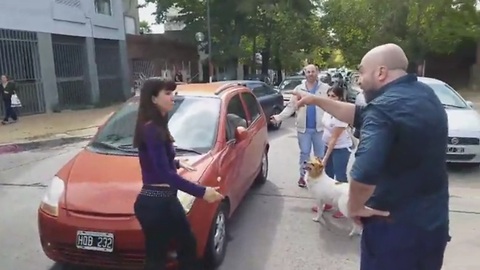 Su perra la siguió esquivando coches y la pararon para enseñarle como se cuidan los animales