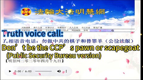 真相语音电话：勿做中共的棋子和替罪羊（公检法版）Truth voice call: Don’t be the CCP’s pawn or scapegoat (Public Security Bureau version) 2020.04.19
