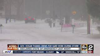 Governor Larry Hogan urges residents to stay off the roads