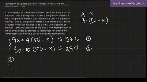 6th Grade Application of Algebraic Ideas in Number Theory: Problem 1