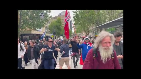 AUSTRALIA - Melbourne Protesters Shouting Let's Go Brandon!