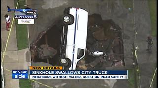 Cleveland sinkhole swallows city truck