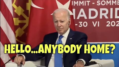 LOOKING DUMB, Joe Biden just sat there yesterday in Madrid, refusing to Answer Questions