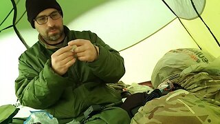 Changing the SD card for the GoPro in the tent 25th March 2023