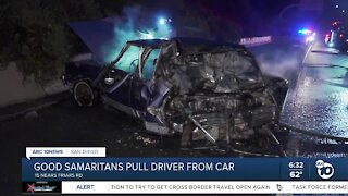 Good Samaritans help pull driver from burning car