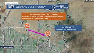 Weekend construction impacts Loop 101 and SR-51