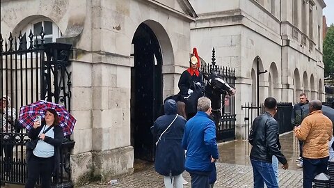Kings guard yanks reins out of the tourist hand and shouts make way #horseguardsparade