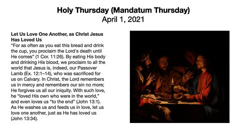 Holy Thursday Divine Service (Mandatum Thursday) April 1, 2021