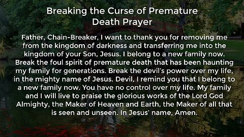 Breaking the Curse of Premature Death Prayer (Prayer for Breaking Generational Curses)