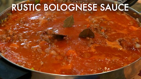 The best Italian meat sauce ever! Rustic Bolognese Sauce over pasta.