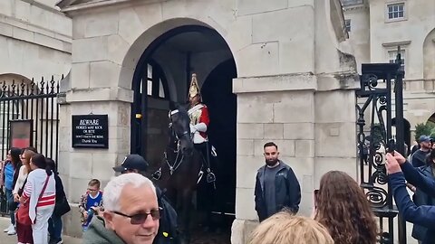 Horse taken back in side animal rights protesters passing by #horseguardsparade