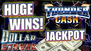 Dollar Streak Jackpot + Thunder Cash Wins! High Limit Ainsworth Slot Machines