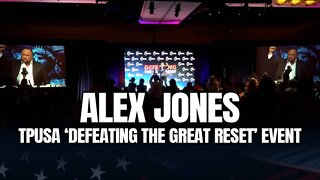 Alex Jones Receives Standing Ovation At TPUSA 'Defeating The Great Reset' Event