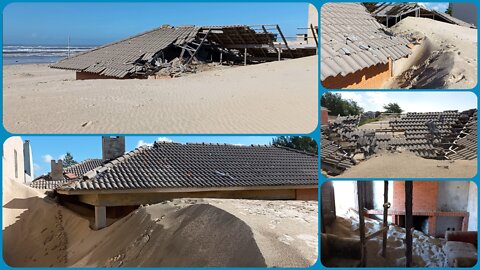 Casa de luxo abandonada e engolida pelas dunas de areia em Imbé/RS