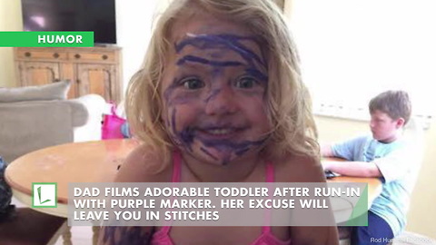 Dad Films Adorable Toddler After Run-In W/ Purple Marker. Her Excuse Will Leave You In Stitches