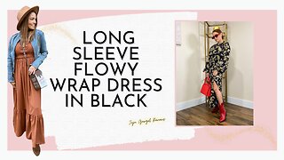 Long sleeve flowy wrap dress in black review