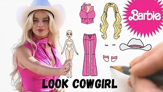 COMO DESENHAR BONECA DE PAPEL LOOK BARBIE COWGIRL #barbie #bonecadepapel #paperdolls #barbiemovie