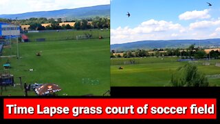 Time lapse cutting the grass of the soccer field of my town