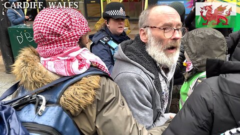 March Pro-Palestinian Protesters Wood Street, Cardiff