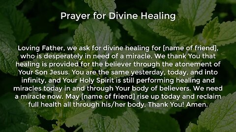 Prayer for Divine Healing (Prayer for Healing for a Friend)
