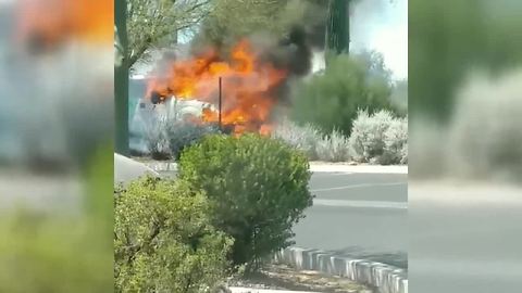 RAW VIDEO: Border Patrol vehicle catches fire