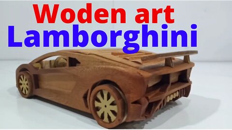 Wooden art lamborghini toys car