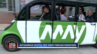Autonomous vehicle on display Tuesday in downtown Tampa
