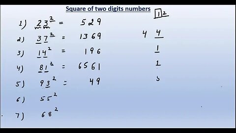 Short Trick #1 : Calculate Square of Two Digits Numbers